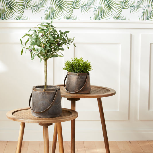 Rustic Beaded Handle Pail (Set of 2)