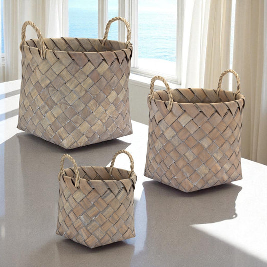 Natural Wicker Storage Baskets with Handles