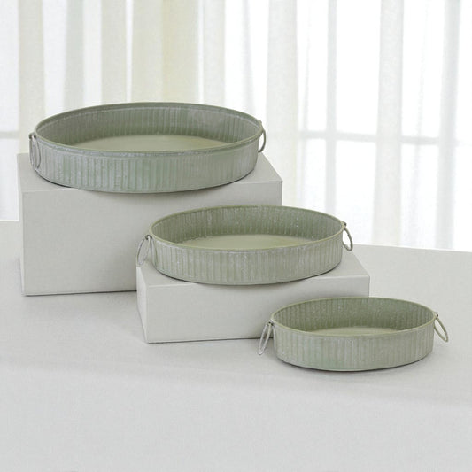 Distressed Green Iron Tray Set